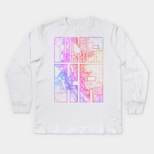 Dhaka, Bangladesh City Map Typography - Colorful Kids Long Sleeve T-Shirt